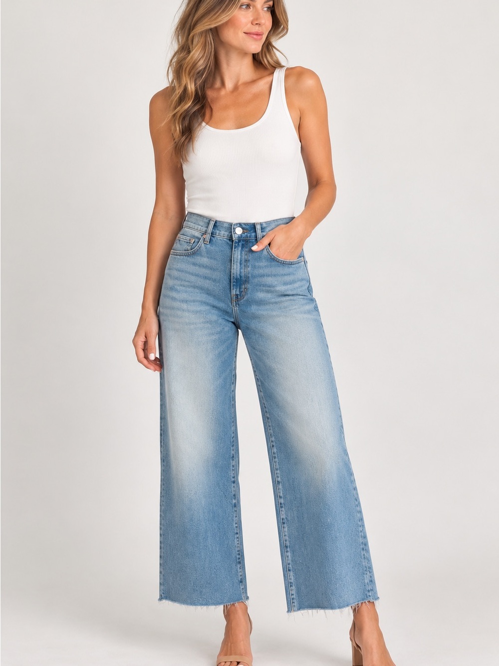 35. DL1961 Light Blue Wide-Leg High-Rise Jeans